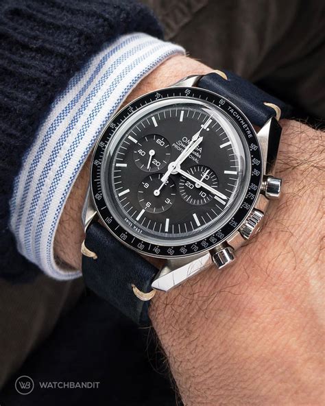 omega speedmaster black leather strap|omega speedmaster professional leather strap.